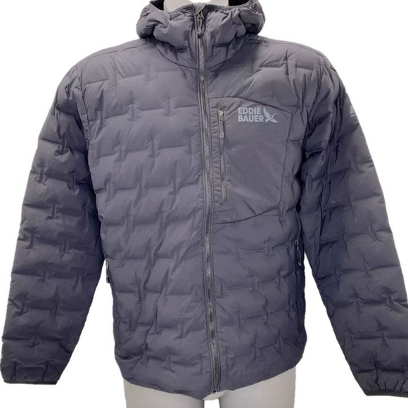 NEW EDDIE BAUER Mens Jacket Black Size L MicroTherm FreeFuse Stretch Down Hooded - Picture 1 of 11